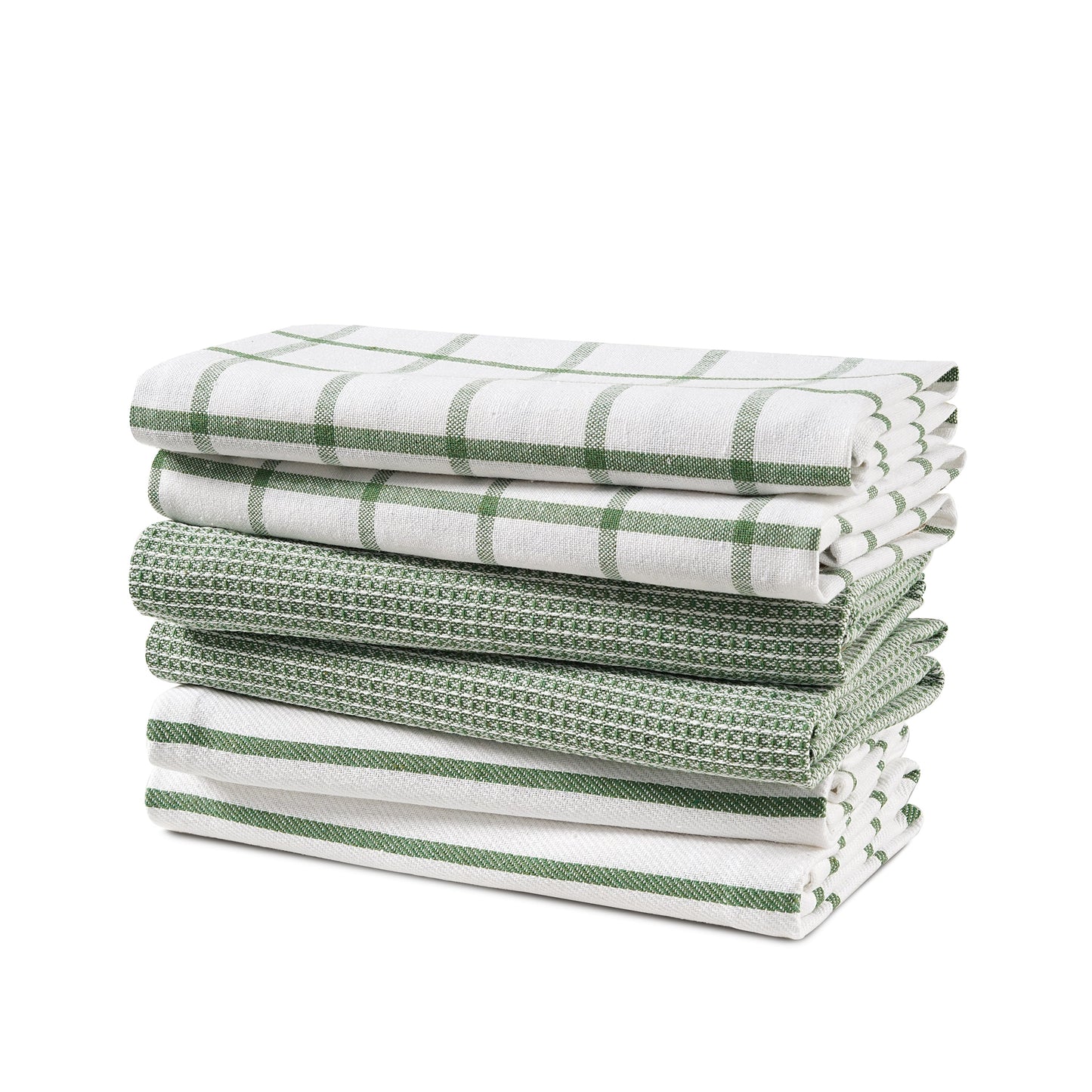 Set of 6 Multiweave Kitchen Towels - Olive