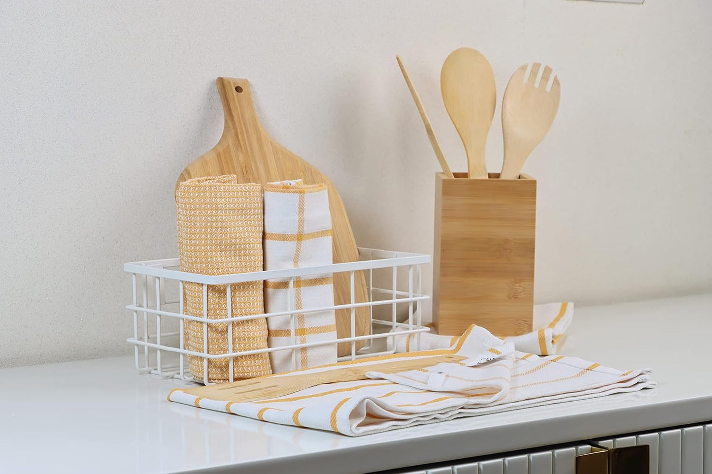 Set of 6 Multiweave Kitchen Towels - Yellow