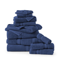 12 Piece 100% Cotton Towel Set 550GSM - Navy