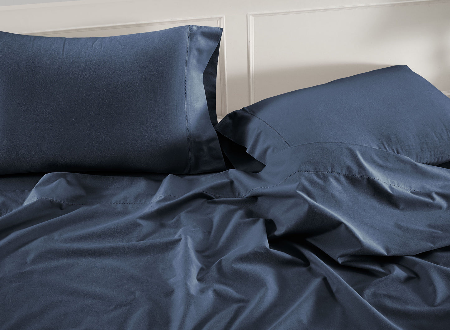 100% Organic Washed Cotton Sheet Set - Navy