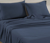 100% Organic Washed Cotton Sheet Set - Navy