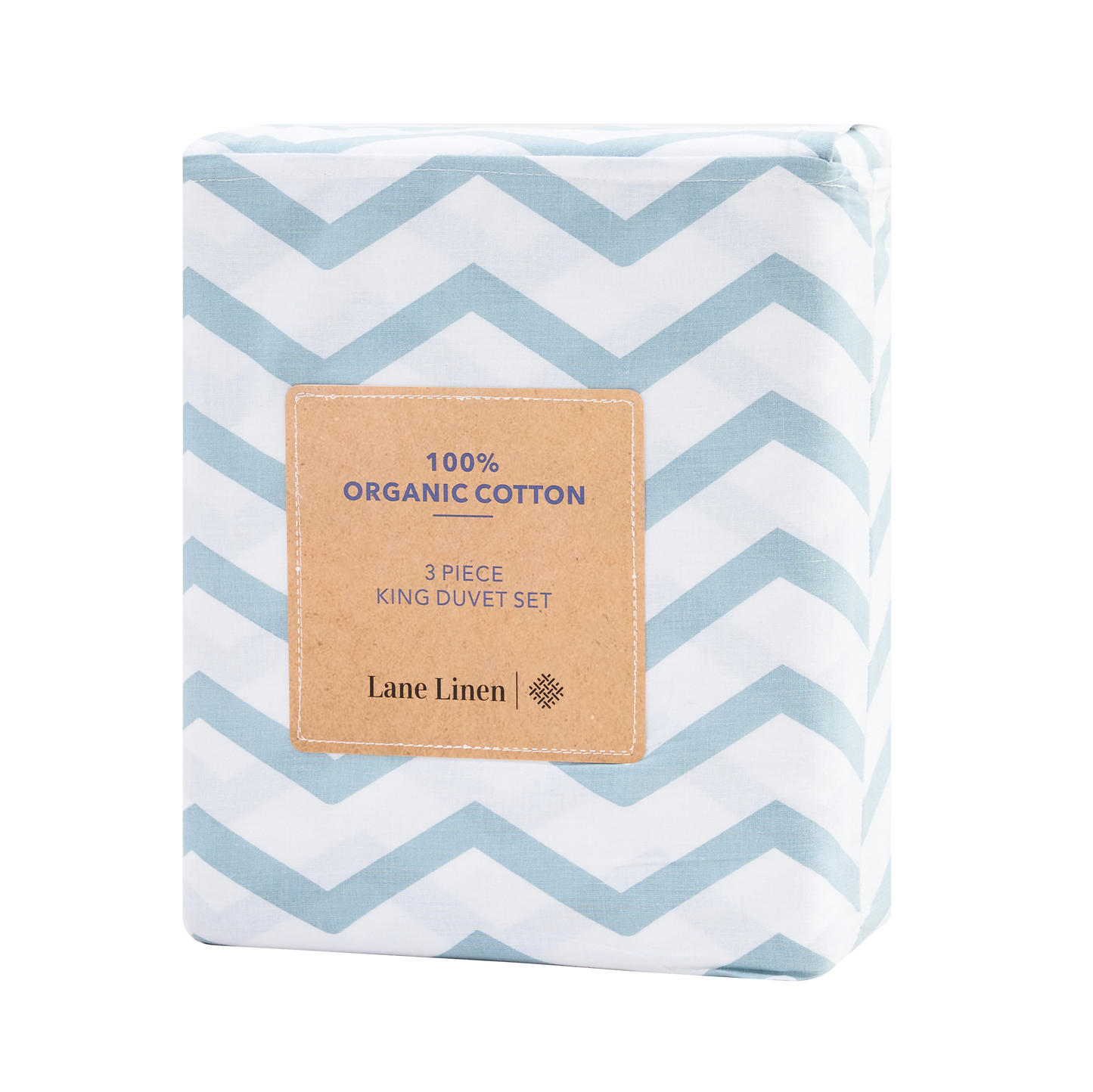 100% Organic Washed Cotton Sheet Set - Chevron Blue