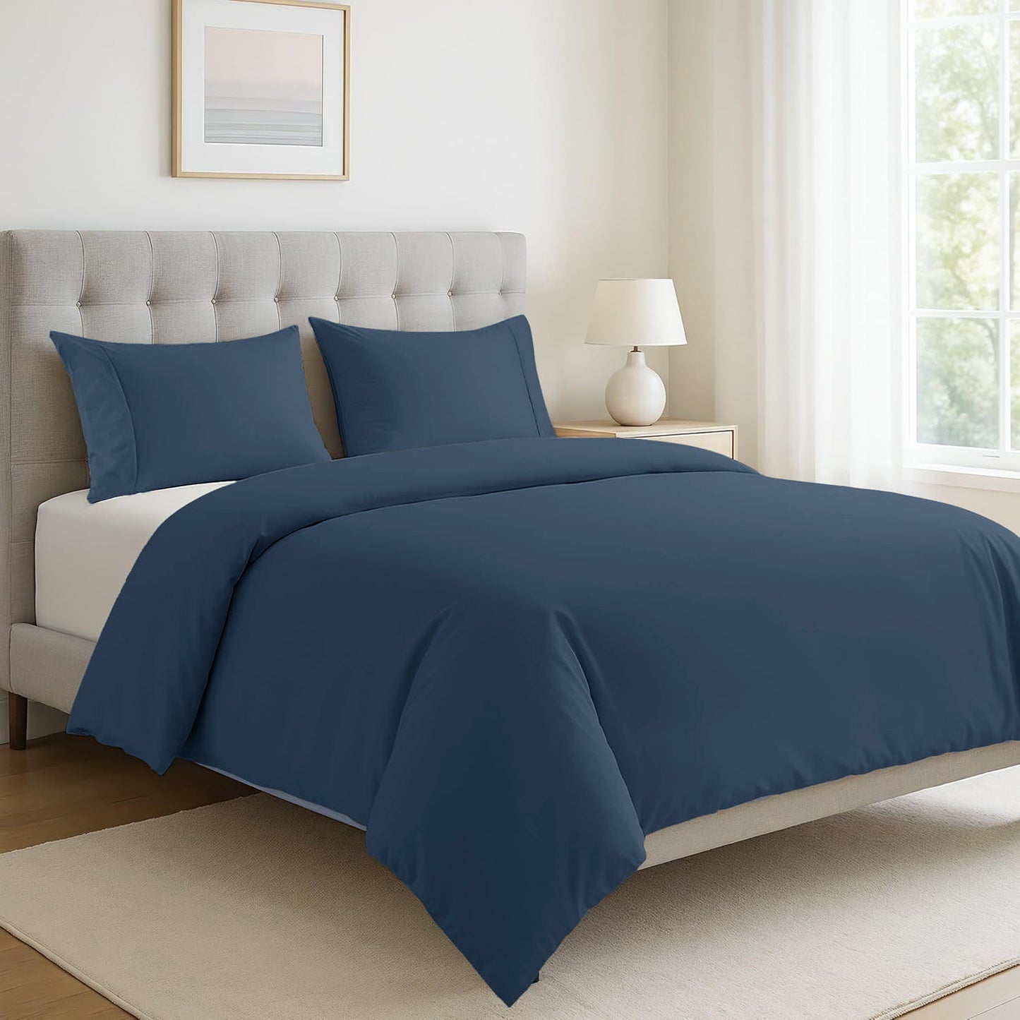 100% Organic Washed Cotton Quilt Cover Set - Estate Blue