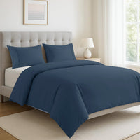 100% Organic Washed Cotton Quilt Cover Set - Estate Blue