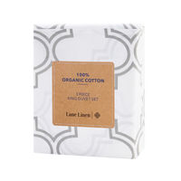 100% Organic Washed Cotton Sheet Set - Trellis Silver