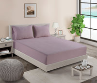 100% Organic Washed Cotton Fitted Sheet Set - Lilac