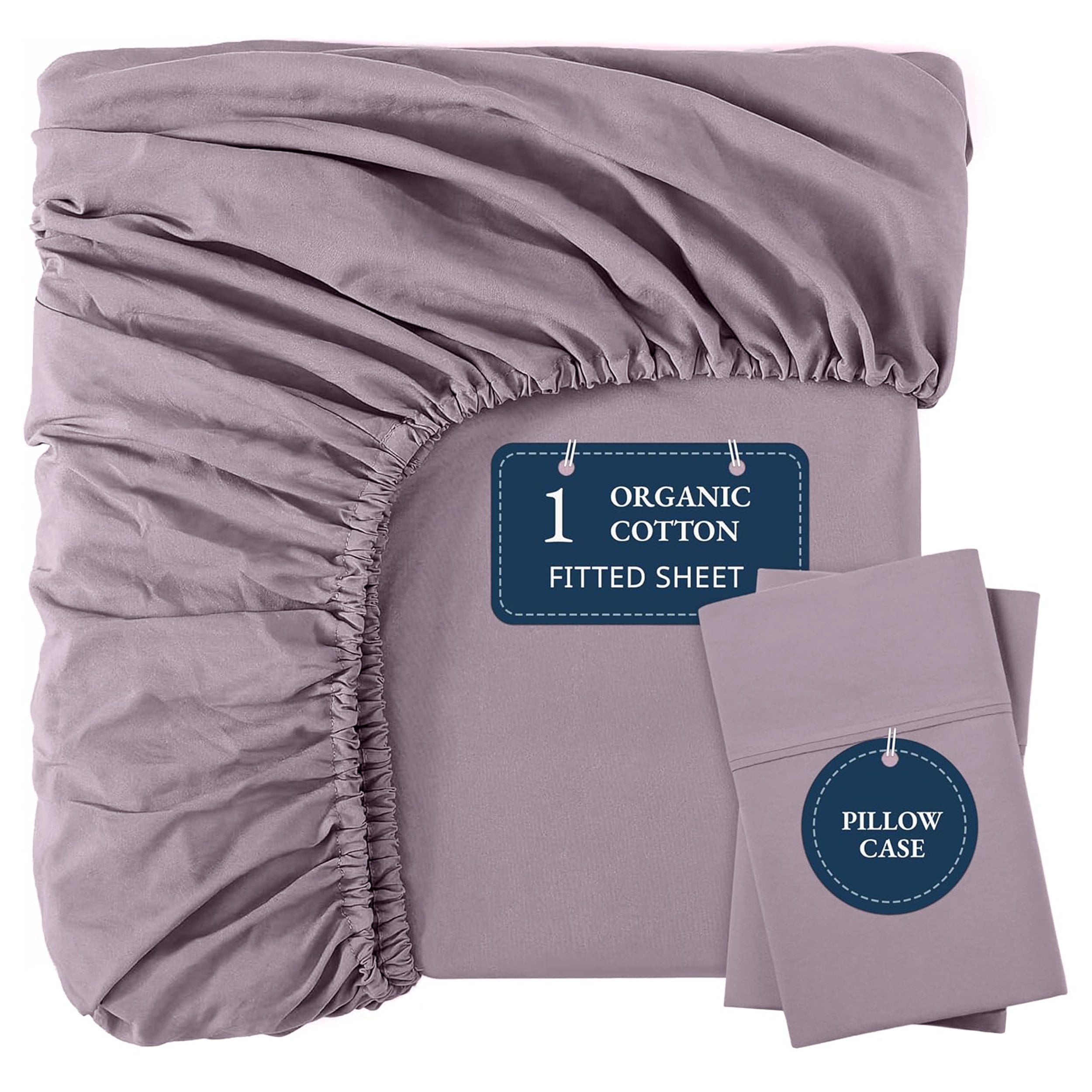 100% Organic Washed Cotton Fitted Sheet Set - Lilac