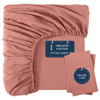 100% Organic Washed Cotton Fitted Sheet Set - Rose Dawn