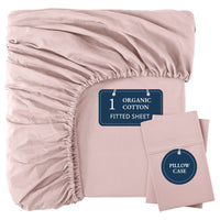 100% Organic Washed Cotton Fitted Sheet Set - Sepia Rose