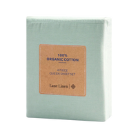 100% Organic Washed Cotton Sheet Set - Cool Blue