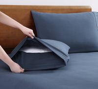 100% Organic Washed Cotton Sheet Set - Navy