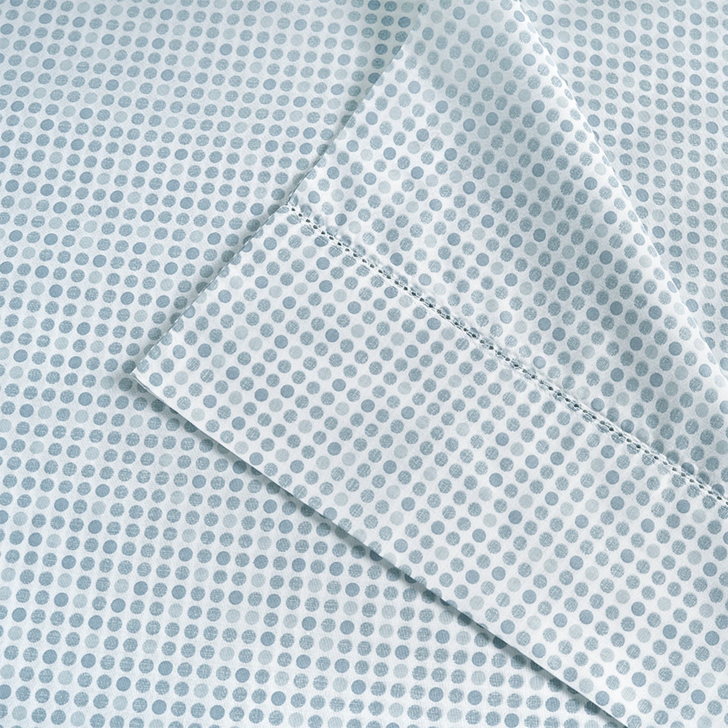 100% Organic Washed Cotton Sheet Set - Polka Dot Blue
