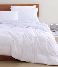 100% Organic Washed Cotton Sheet Set - Ticking Stripe Cobalt Blue