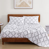 100% Organic Washed Cotton Sheet Set - Trellis Silver