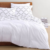 100% Organic Washed Cotton Sheet Set - Trellis Silver