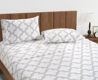 100% Organic Washed Cotton Sheet Set - Trellis Silver