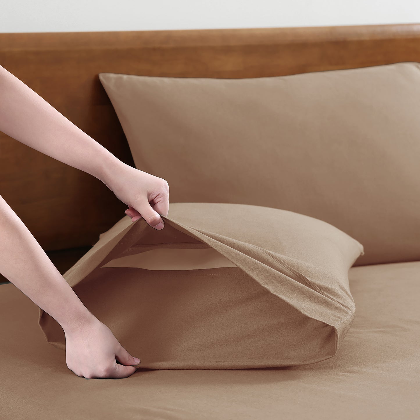 100% Organic Washed Cotton Sheet Set - Taupe