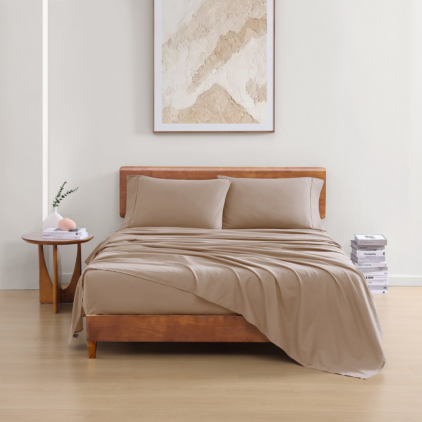 100% Organic Washed Cotton Sheet Set - Taupe