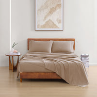 100% Organic Washed Cotton Sheet Set - Taupe
