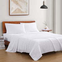 100% Organic Washed Cotton Sheet Set - White