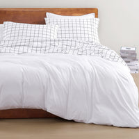 100% Organic Washed Cotton Sheet Set - Windowpane Charcoal