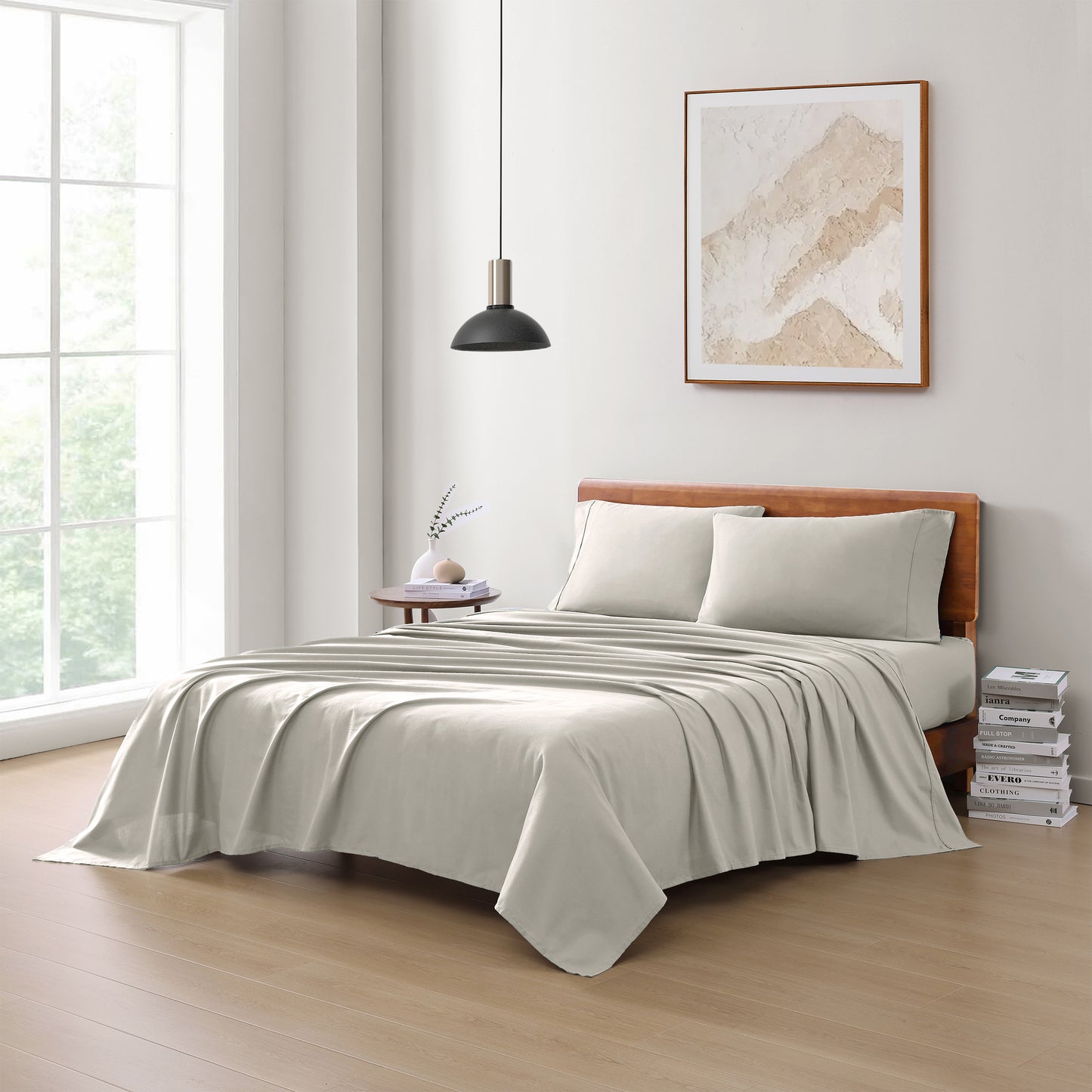 100% Organic Washed Cotton Sheet Set - Silver