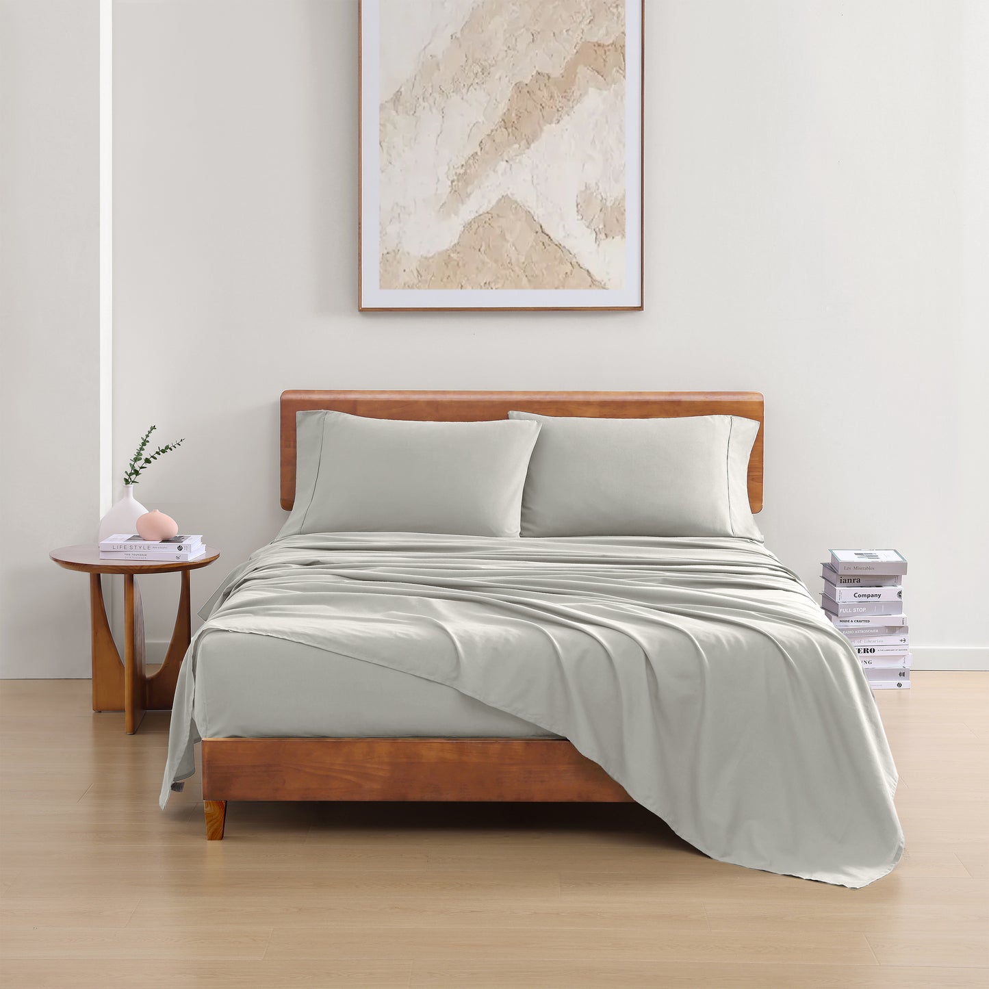 100% Organic Washed Cotton Sheet Set - Silver