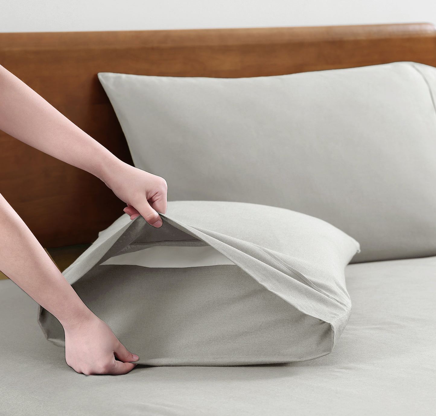 100% Organic Washed Cotton Sheet Set - Silver