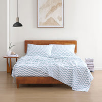 100% Organic Washed Cotton Sheet Set - Chevron Blue