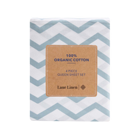 100% Organic Washed Cotton Sheet Set - Chevron Blue