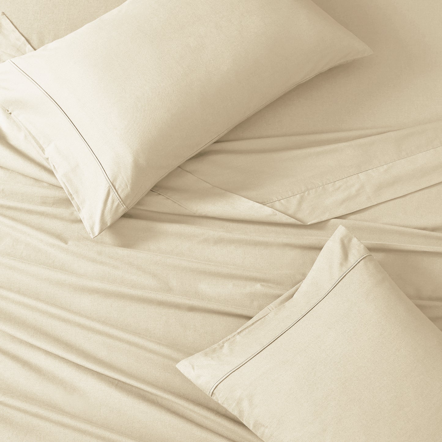 100% Organic Washed Cotton Sheet Set - Ivory