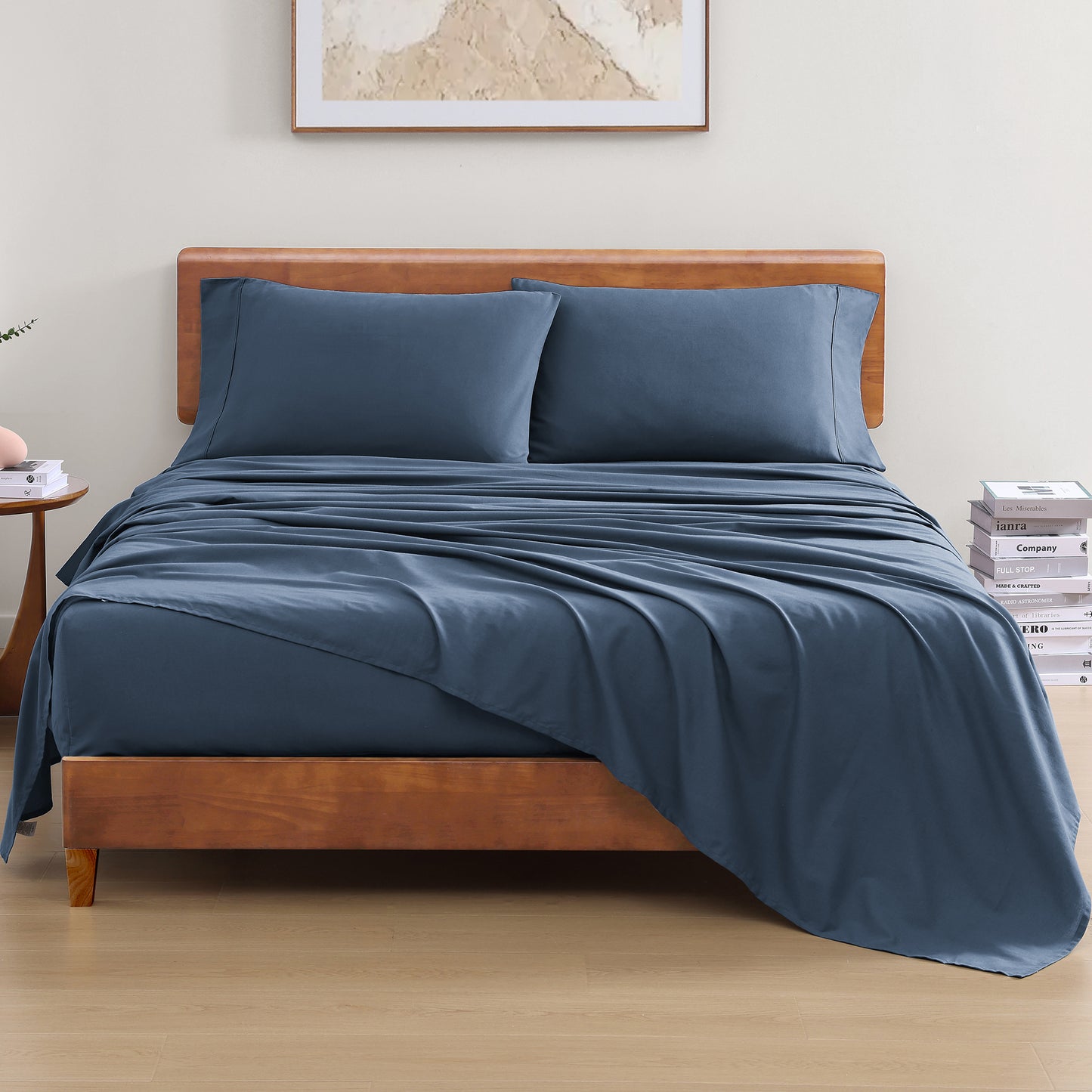 100% Organic Washed Cotton Sheet Set - Navy