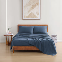 100% Organic Washed Cotton Sheet Set - Navy