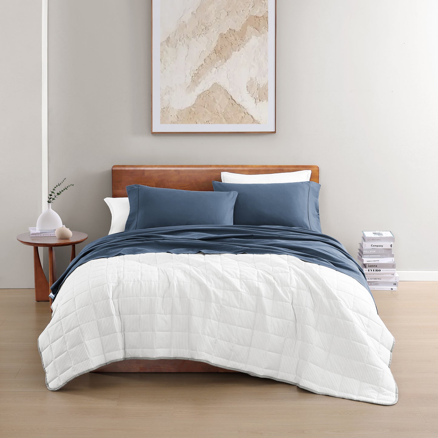 100% Organic Washed Cotton Sheet Set - Navy