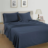 100% Organic Washed Cotton Sheet Set - Navy