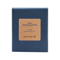 100% Organic Washed Cotton Sheet Set - Navy