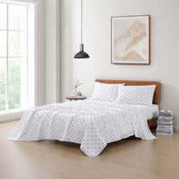 100% Organic Washed Cotton Sheet Set - Polka Dot Black
