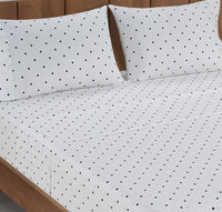 100% Organic Washed Cotton Sheet Set - Polka Dot Black