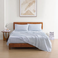 100% Organic Washed Cotton Sheet Set - Polka Dot Blue
