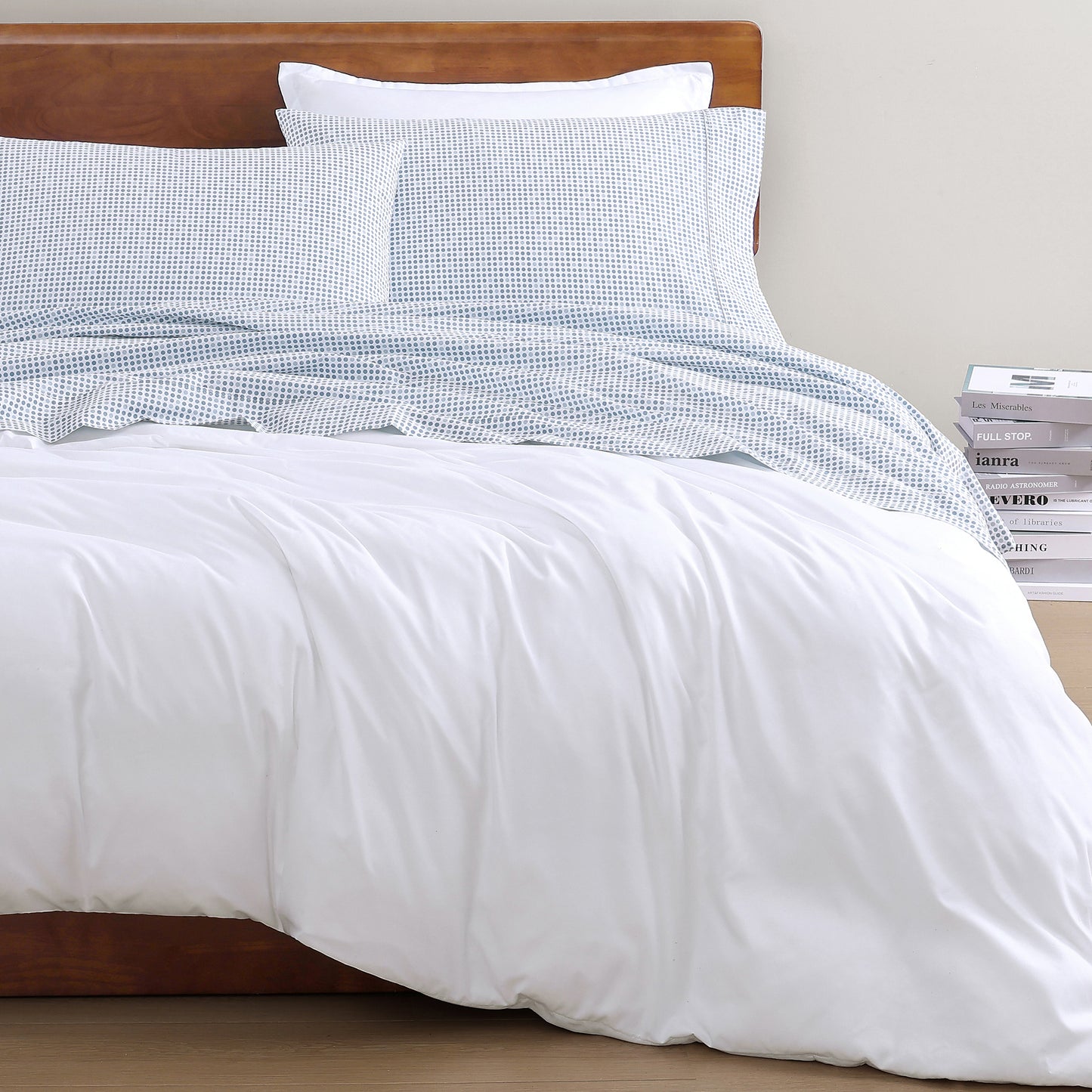 100% Organic Washed Cotton Sheet Set - Polka Dot Blue