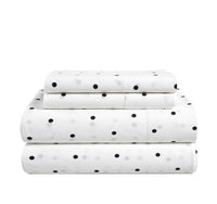 100% Organic Washed Cotton Sheet Set - Polka Dot Black