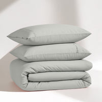 100% Organic Washed Cotton Quilt Cover Set - Silver