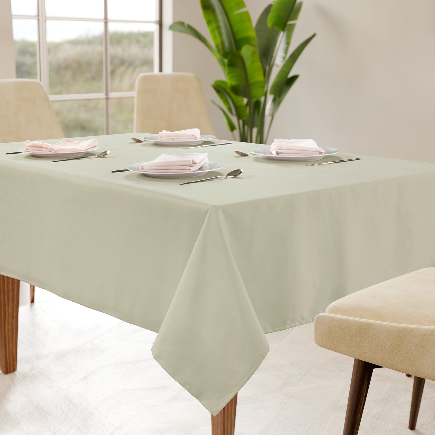 Solid Tablecloth 4 seat 152x152cm - Pumice Stone