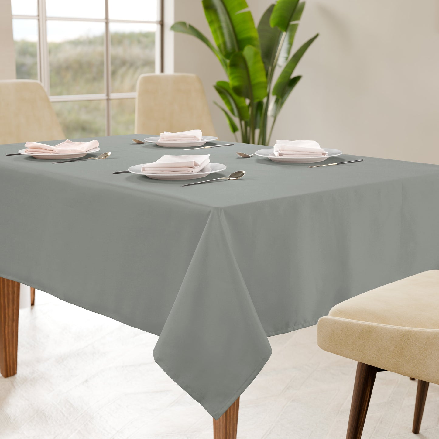 Solid Tablecloth 4 seat 152x152cm - Silver