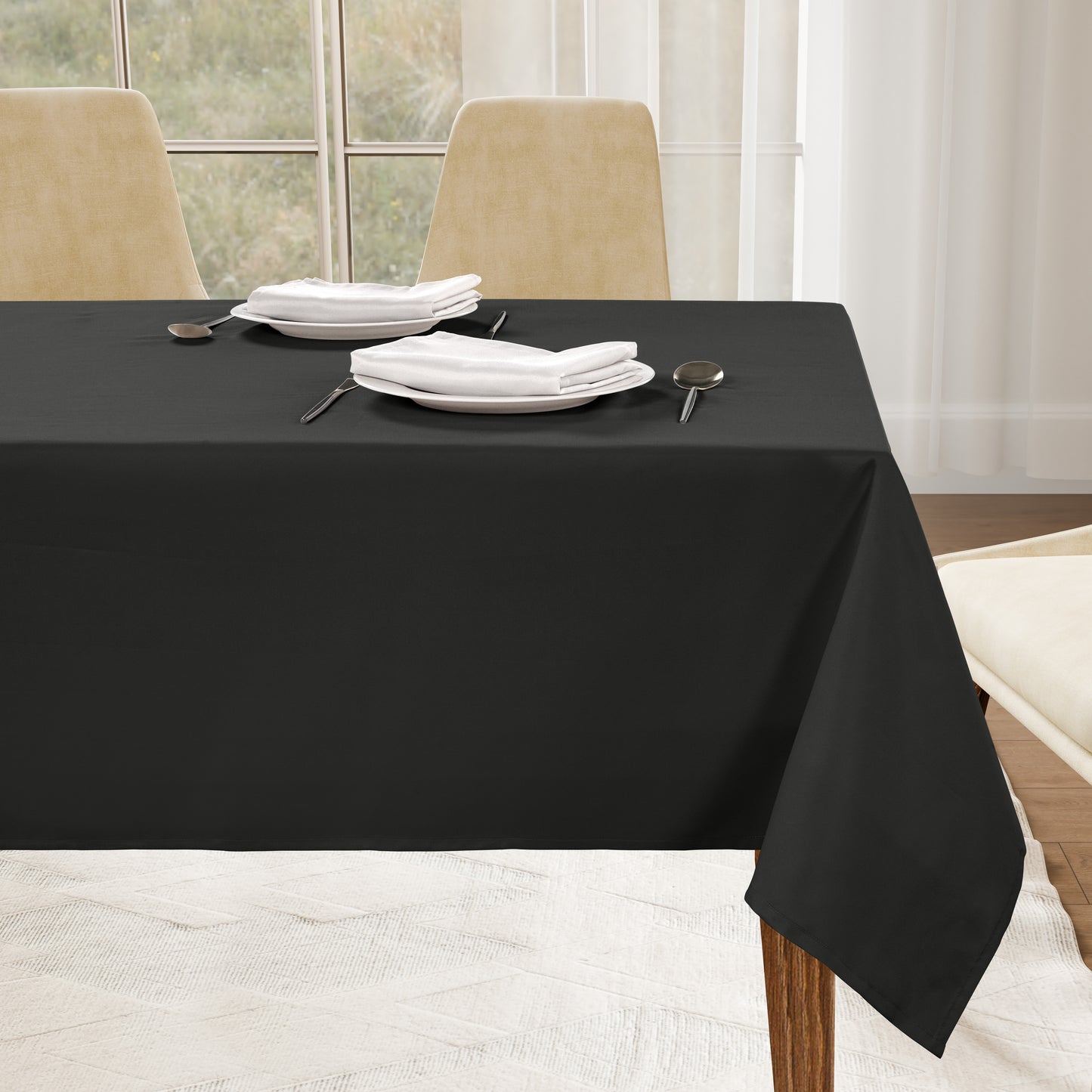 Set of 6 - Solid Tablecloths 6 seat 152x213cm - Black