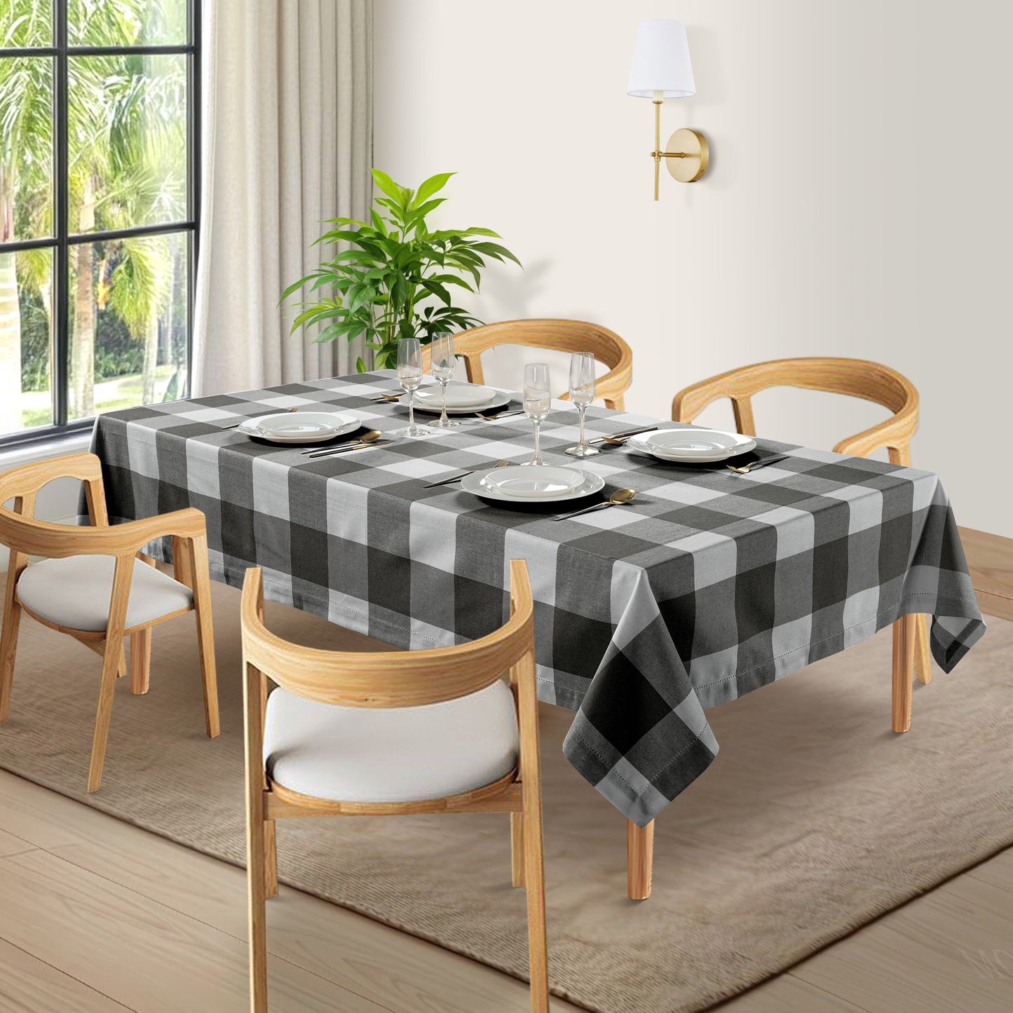 Tablecloth 8 seat 150x260cm - Black White Check