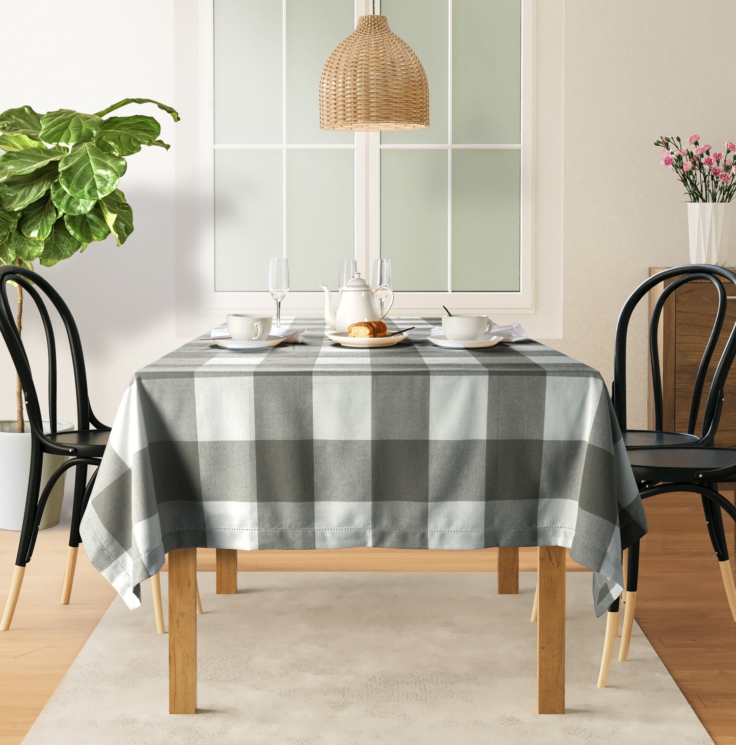 Tablecloth 4 Seat 150x150cm - Grey Check