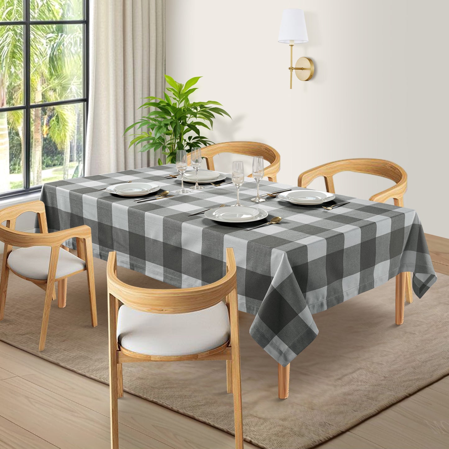 Tablecloth 6 seat 150x210cm - Grey Check