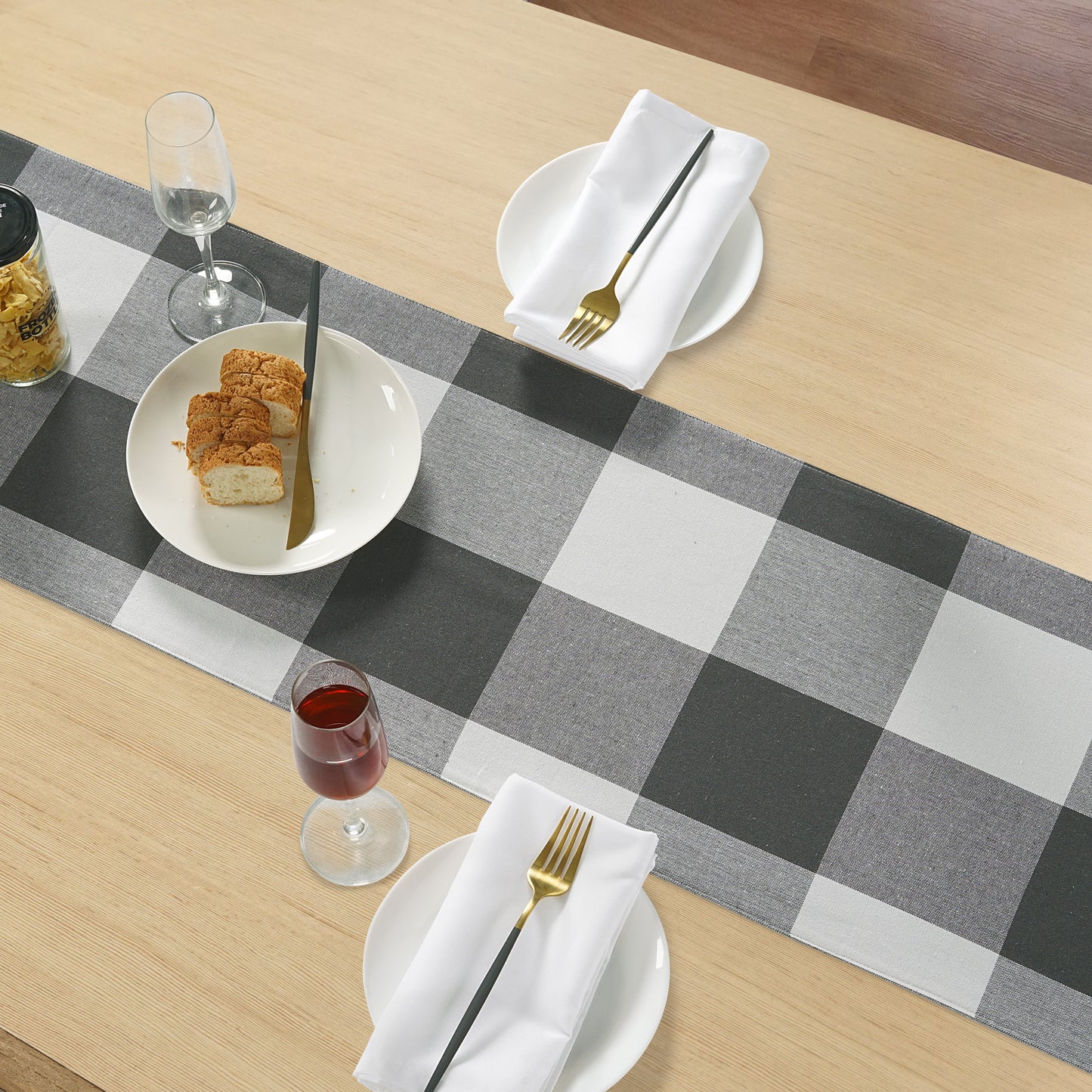 Table Runner 33x304cm - Grey Check
