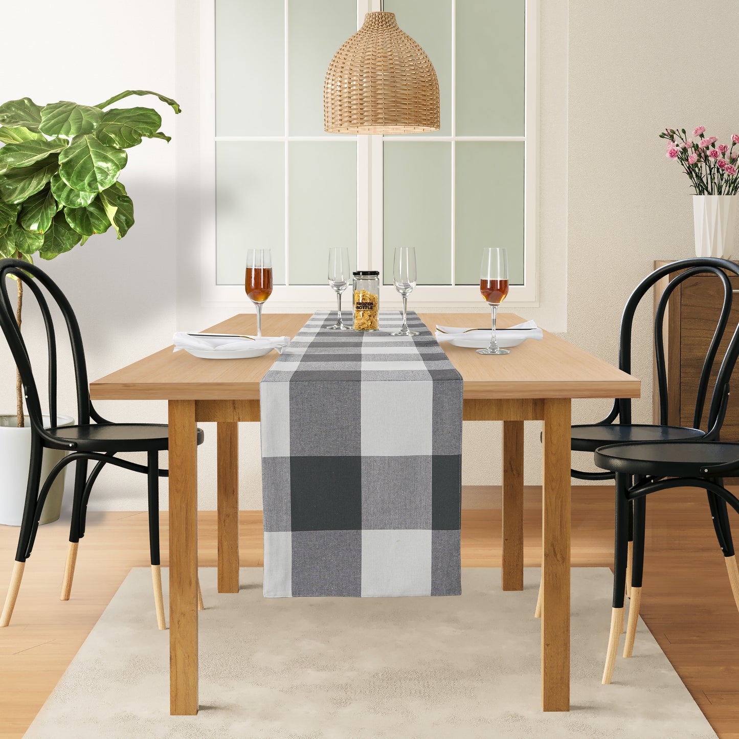 Table Runner 33x304cm - Grey Check